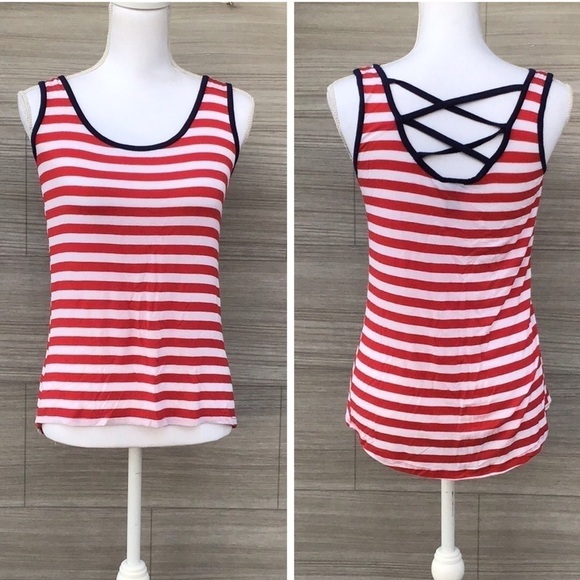 Red, white and blue Striped tank top - Picture 1 of 10